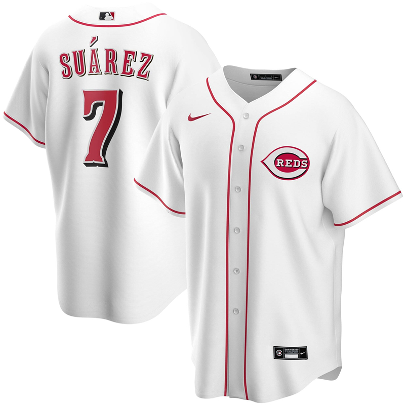 2020 MLB Men Cincinnati Reds #7 Eugenio Suarez Nike White Home 2020 Replica Player Jersey 1->cincinnati reds->MLB Jersey